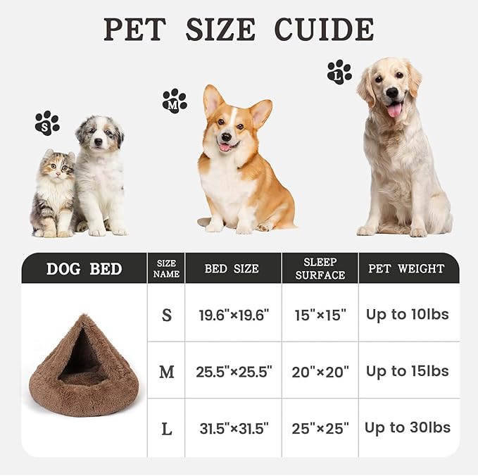 NOYAL Calming Dog Bed for Anxiety, Hooded Donut Cave with Blanket, Plush Fluffy Washable Pet Bed for Small Medium Dogs & Cats