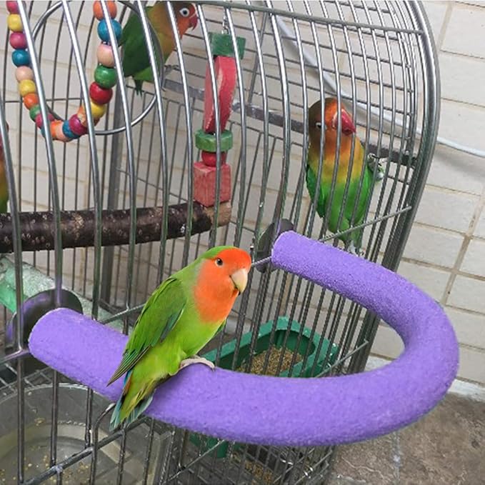 2Pcs 7.9Inch Purple U Shape Rough-surfaced Sands Stick Bird Perches Bird Cage Perches Toy for Regular to Large Parrot,Amazon,Parakeets,Macaw