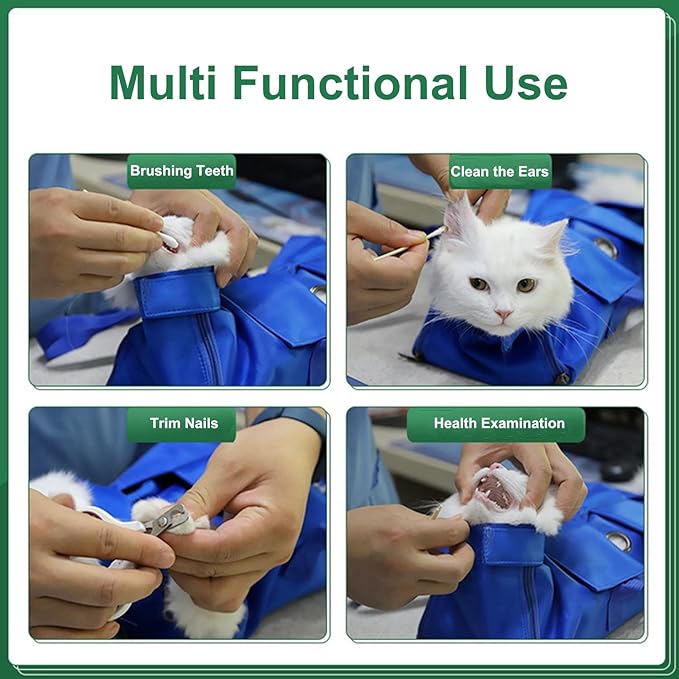 HDKUW Cat Grooming Bag,Foldable Travel Carrier for Cats,Anti-Bite Anti-Scratch Cat Grooming Restraint Bag,Pet Carrier for Administering Eye Drops,Ear Cleaner,Clipping Nails Yellow L