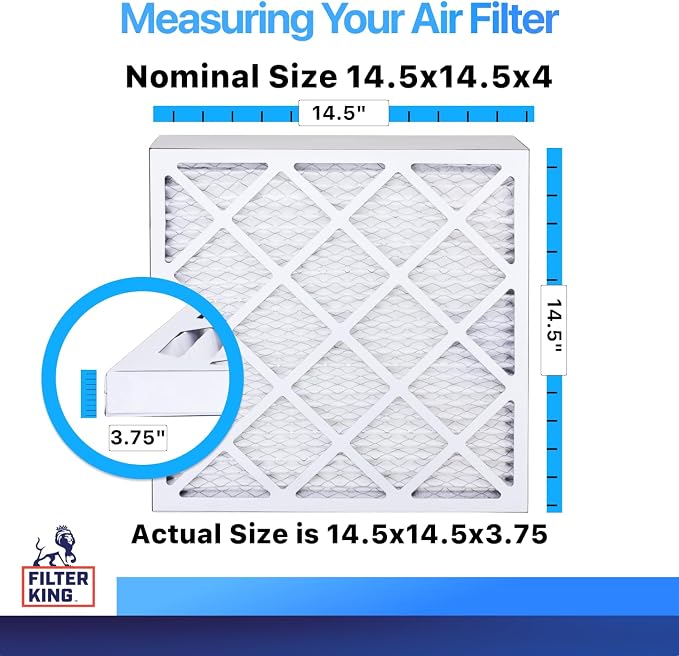 Filter King 14.5x14.5x4 Air Filter | 4-PACK | MERV 8 HVAC Pleated A/C Furnace
