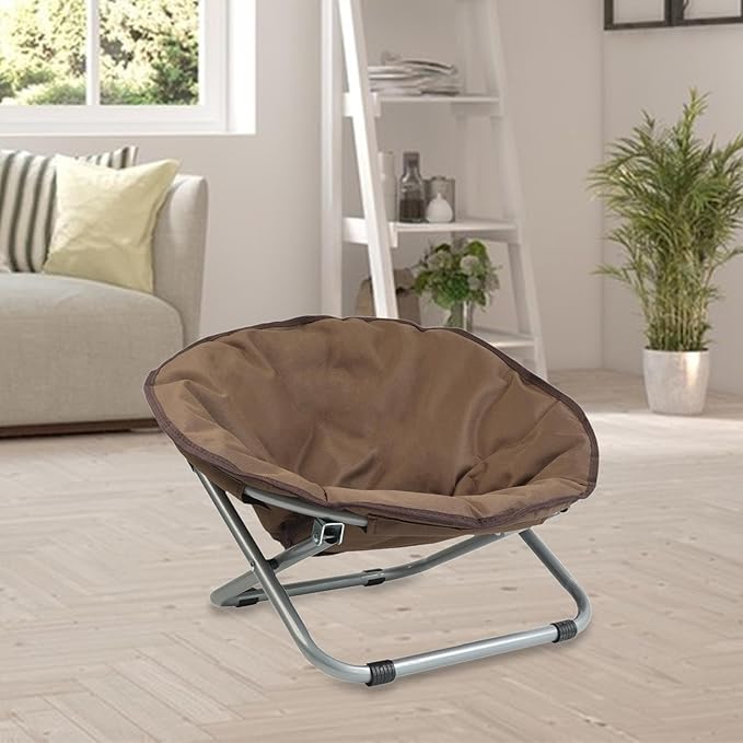 Elevated Pet Bed Foldable Cozy Cot Breathable Portable Rest Sleeping Metal Frame Furniture Sofa Nesting Bed Comfortable Chair for Dogs- Coffee