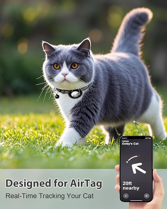 Joytale AirTag Cat Collar 2 Pack with Breakaway Safety Buckle, Reflective Cats Collar with AirTag Holder, Adjustable 7.5-12.5 Inch, Anti-Fraying Lightweight for Girl Boy Kitten, Black