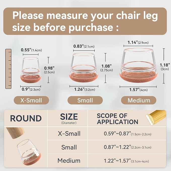 24PCS Extra Small Chair Leg Floor Protectors