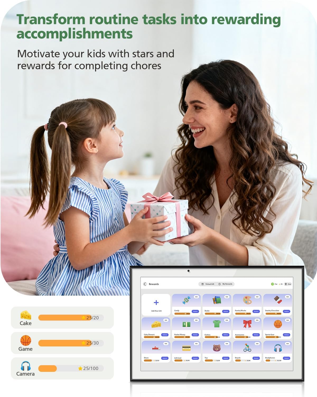 10.1" Digital Calendar Wall Touch Screen No Subscription Wall Mountable/Desk Digital Picture Frame Meal Planner & Chore Chart IPS Smart Electronic Family Organizer (White)