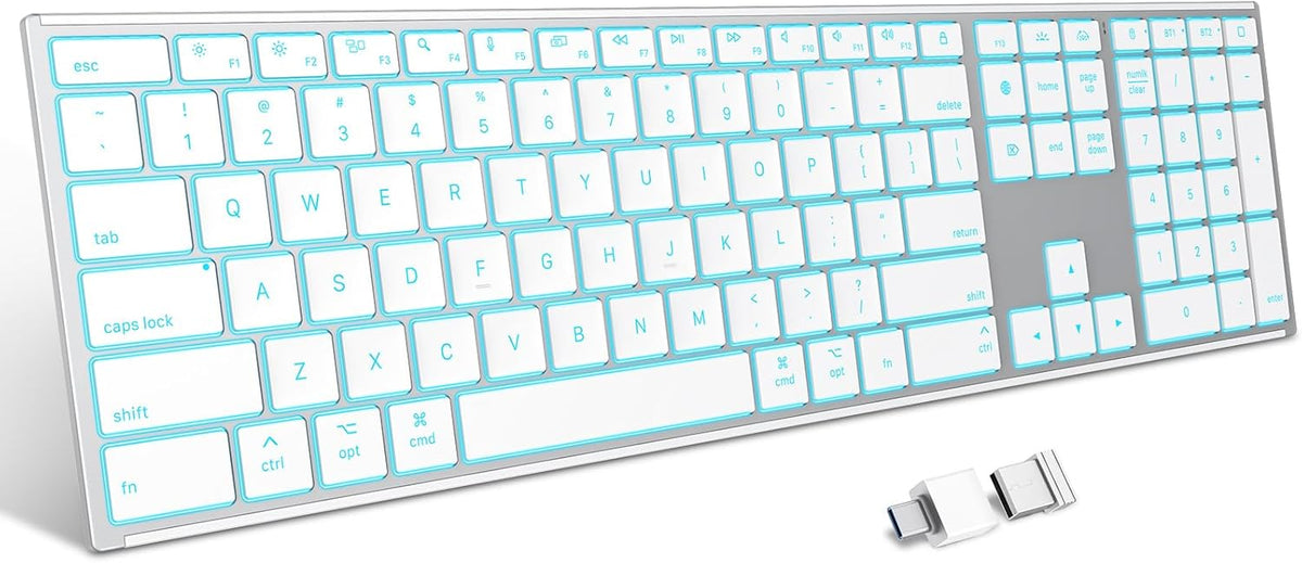 OMOTON 2.4G & Dual Bluetooth Wireless Keyboard for Mac, 7 Color Backlit