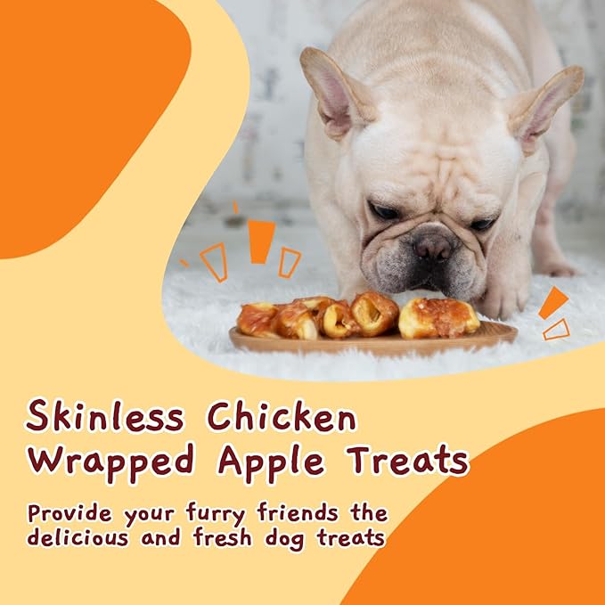 Jungle Calling Dog Treats, Skinless Chicken Wrapped Apple Treats, Gluten and Grain Free, Chewy Dog Bites for Balanced Nutrition, 10.6oz (Pack of 2)