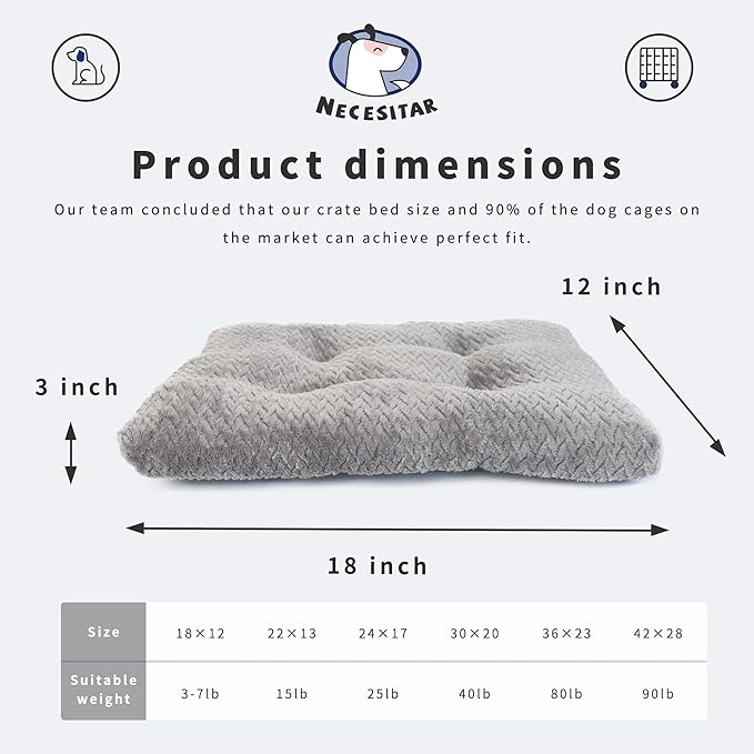 Dog Bed for Small Dogs Washable Dog Crate Bed for Dog Cages 18 inch Small Dog Bed Anti-Slip Waterproof Mute Base Warming Cozy Soft Pet Pupp, Dog Pillows for Small Dogs Tire Printing Dark Grey