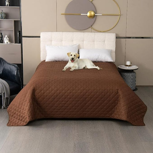 GIBZ Waterproof Dog Bed Cover Anti Slip Pet Furniture Protector Blanket Washable Thick Quilted Mat, Brown, 101.6x127cm