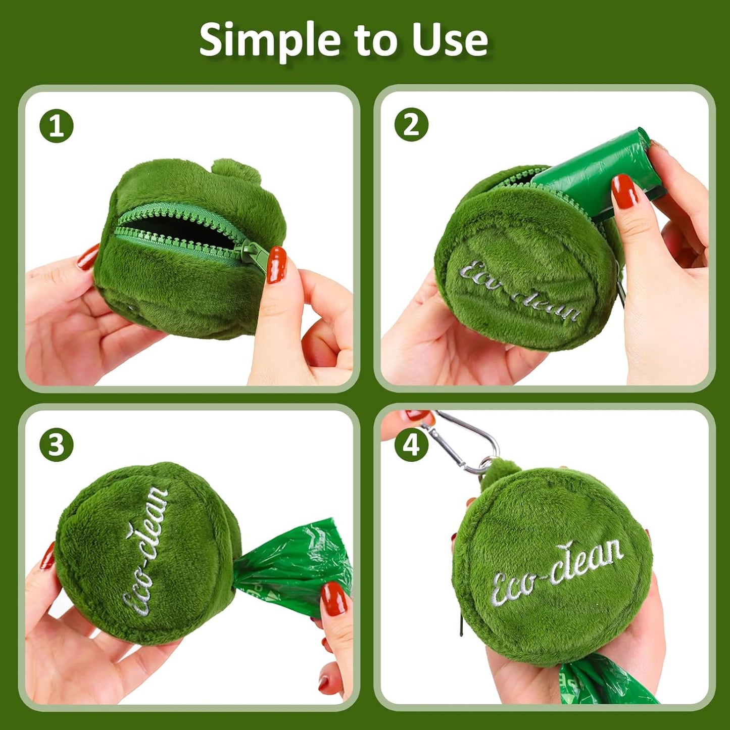 ECO-CLEAN Dog Poop Bags with 3 Bags Left Indicator - 360 Count Extra Thick and Leak Proof Pet Waste Bags with 1 dispenser, Unscented