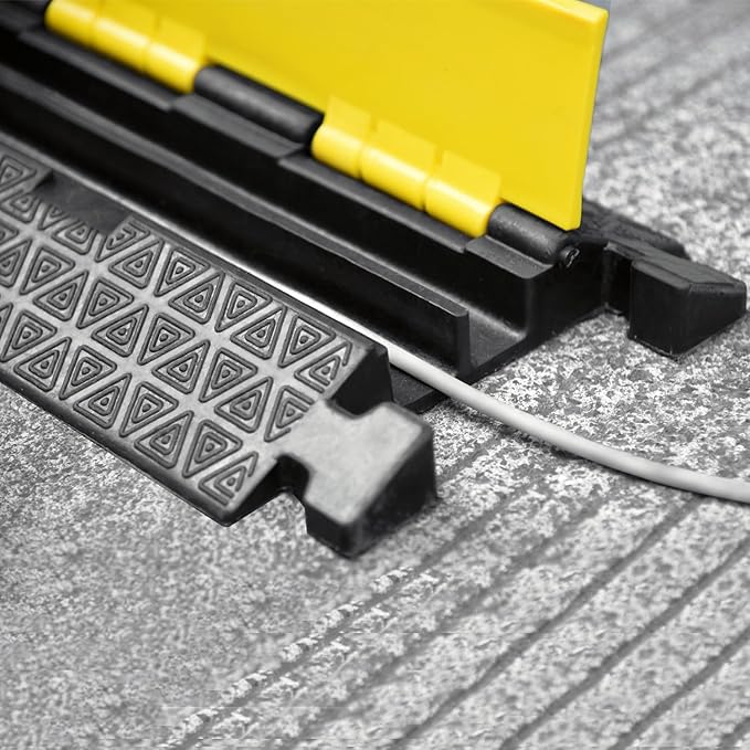 Heavy-Duty Rubber Cable Protector Ramp, Floor Cable Wire Cord Cover Speed Bumps 22000 Lbs Load Capacity, Driveway Hose Cable Ramp Protective Cover for Indoor Outdoor (Small 2-Channel x 4Pcs)