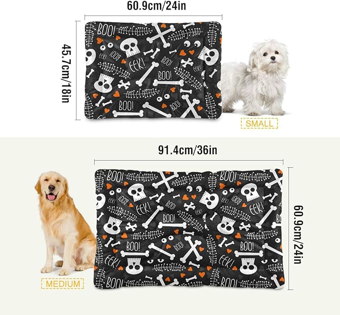 Skull Pet Bed Cute Dog Bed Mat Absorbing Non Slip Pad Pet Sleeping Mat for Small, Medium, and Large Dogs Puppy Cat 24 in x 18 in