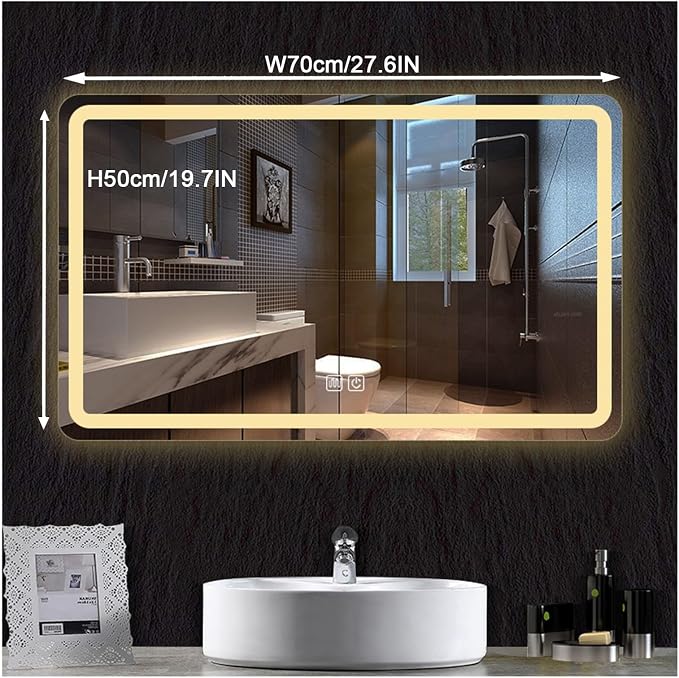 Smart Lighted Bathroom Mirror for Wall，Bathroom Mirror