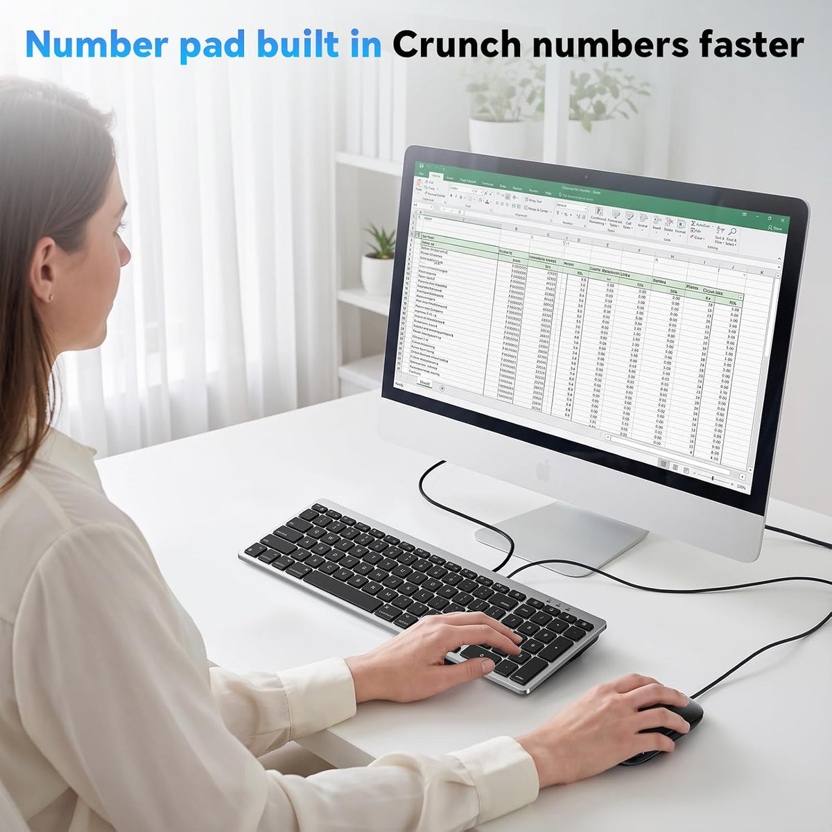 OMOTON Keyboard and Mouse for Mac, Wired USB-C & USB-A, Zero Setup, Grey