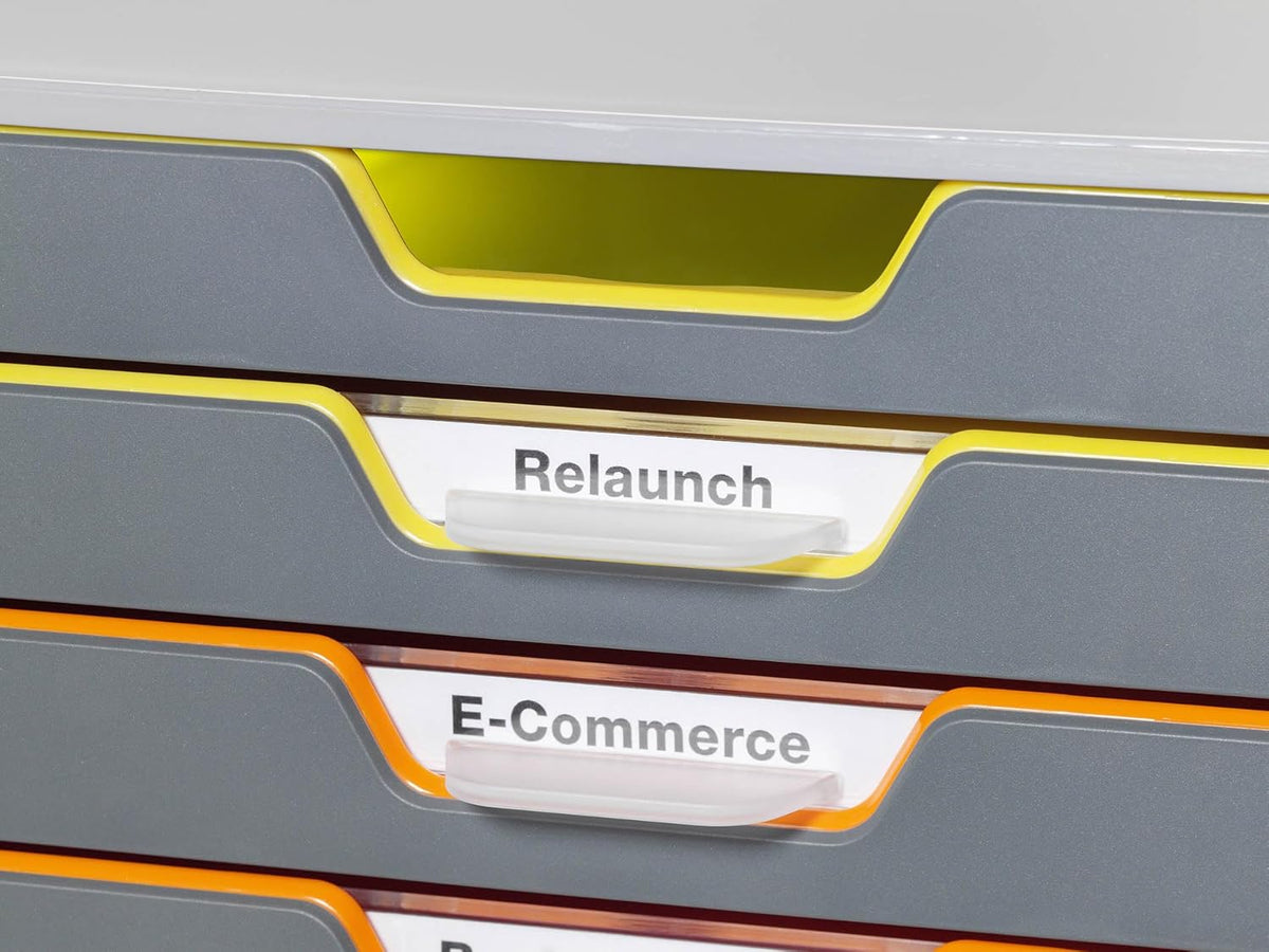 Durable Varicolor 10 Drawer Unit - Gray Desktop Drawer Set with 10 Color Coded Draws - Letter to Folio Size Files - Perfect for Storing Documents and Paper Work