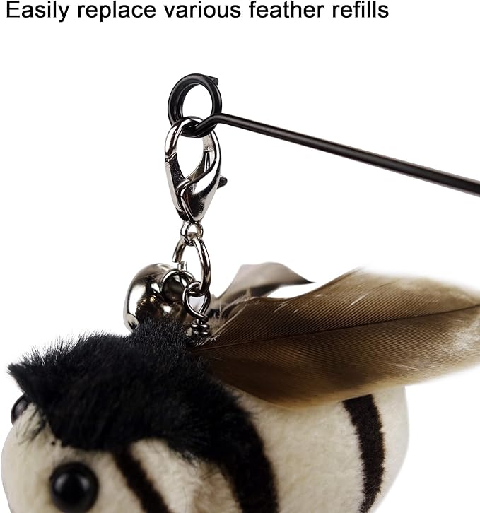 TTcat Cat Feather Toy Replacement Wand Refills, 10 Pcs Simulation Insects Bird Feathers.