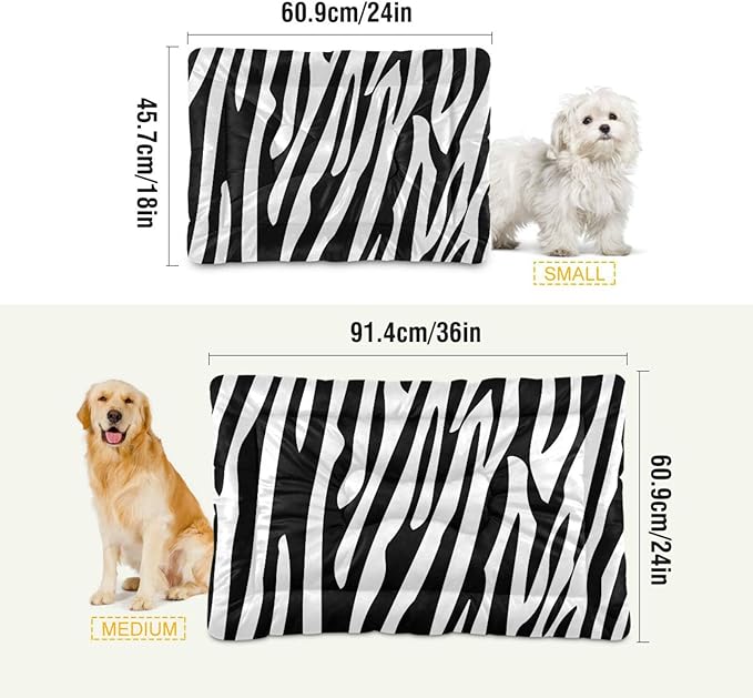 Pet Bed Zebra Stripes Dog Bed Mat Absorbing Non Slip Pad Pet Sleeping Mat for Small, Medium, and Large Dogs Puppy Cat 36 in x 24 in