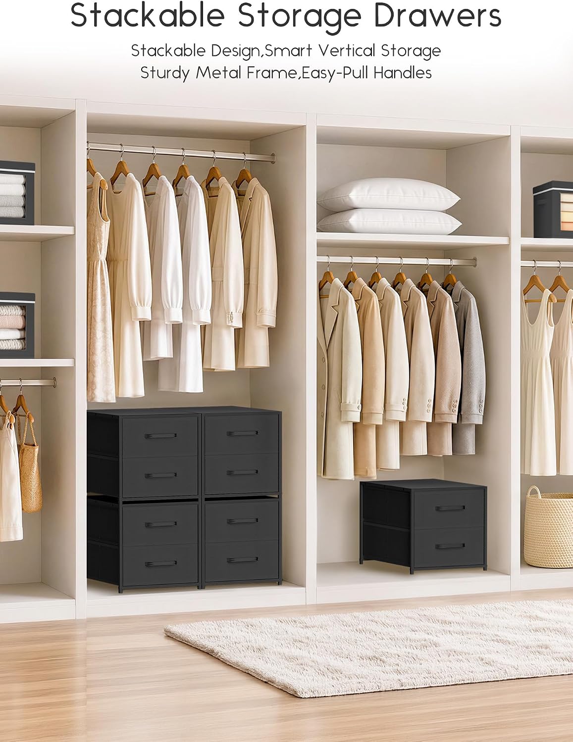 Homsorout 2 Drawers for Closet -Small Fabric Dresser Closet Storage