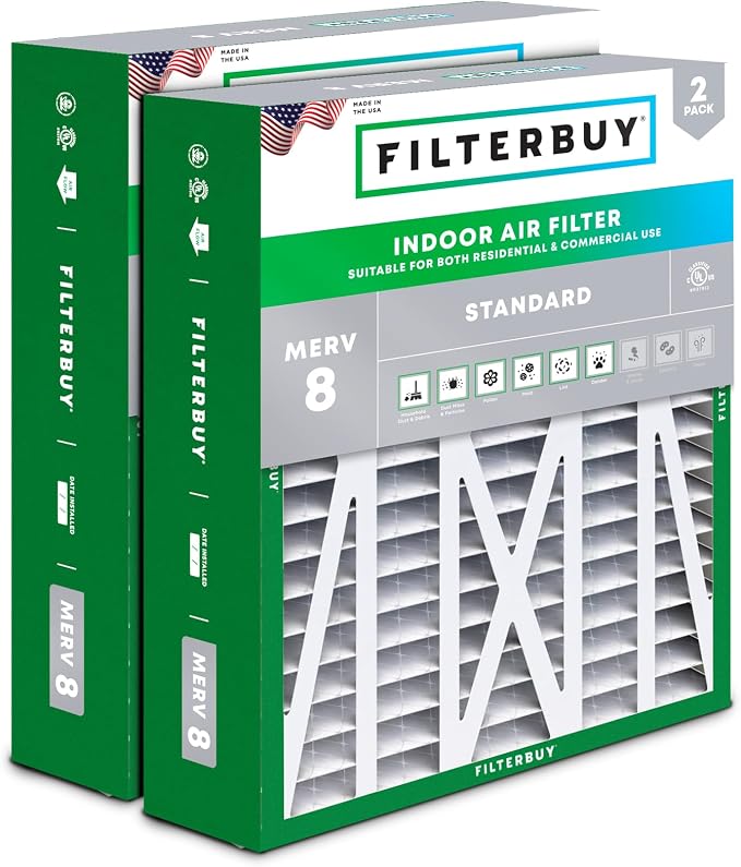 Filterbuy 20x23x5 Air Filter MERV 8 Essential Dust & Allergy Defense, Pleated