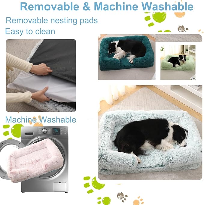 Dog Beds Large Sized dog Orthopedic, Sofa Dog Bed with Waterproof Lining and Nonskid Bottom, Rectangle Washable Dog Bed for Medium Small Dogs and Cats Comfortable ( Color : Pink , Size : 43 x 27" )