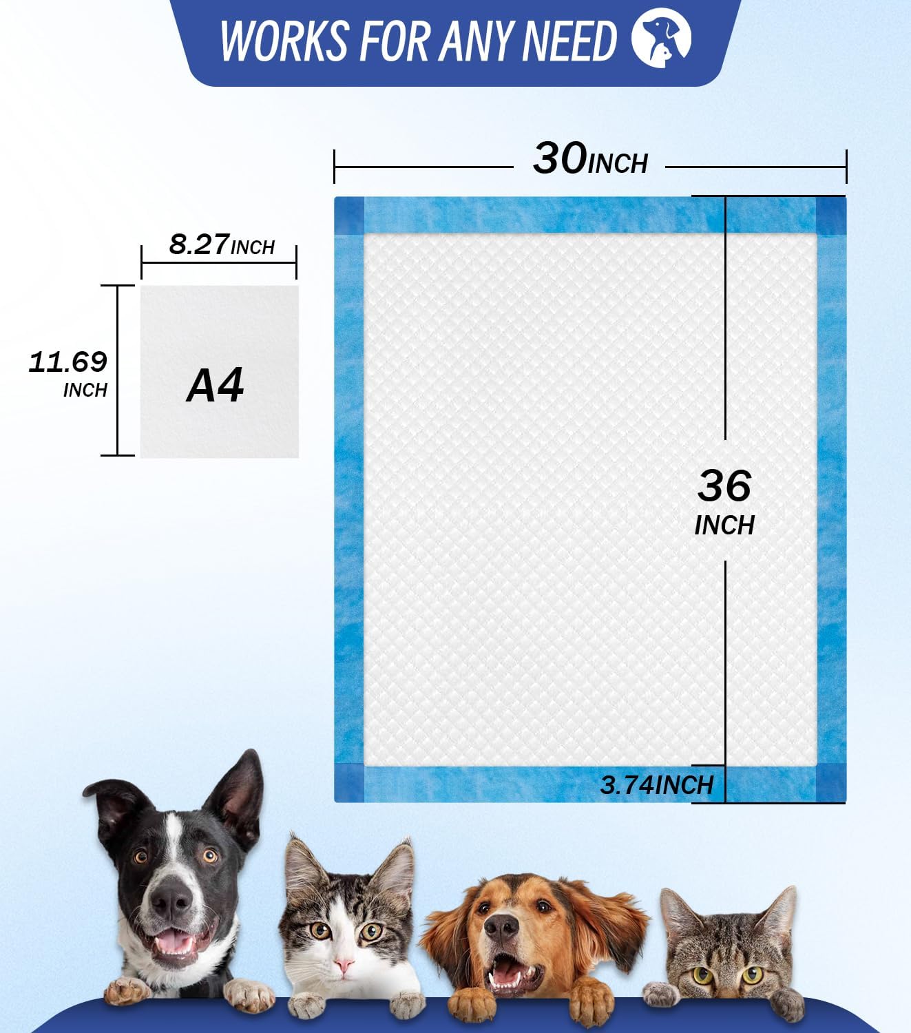 100 Counts XL Puppy Pee Pads 30x36 Inch | Super Absorbent Leak-Proof Dog Training Pads with Odor Control | Quick-Dry Potty Pads for Dogs & Cats
