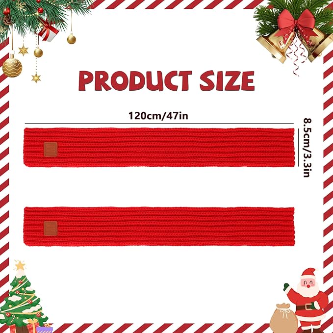 BWOGUE 2-Piece Knitted Dog Christmas Scarf & Bandana with Red Design for Medium/Large Dogs - Winter Warm Holiday Pet Costume Accessory (Red)