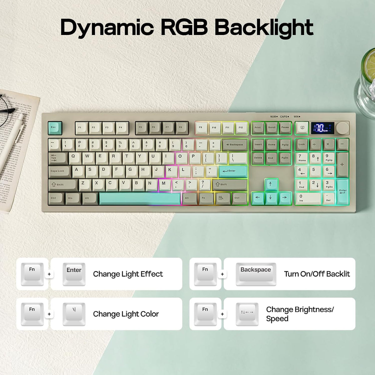 EPOMAKER Aula S102 PRO Membrane Gaming Keyboard w/TFT Screen & Volume Knob