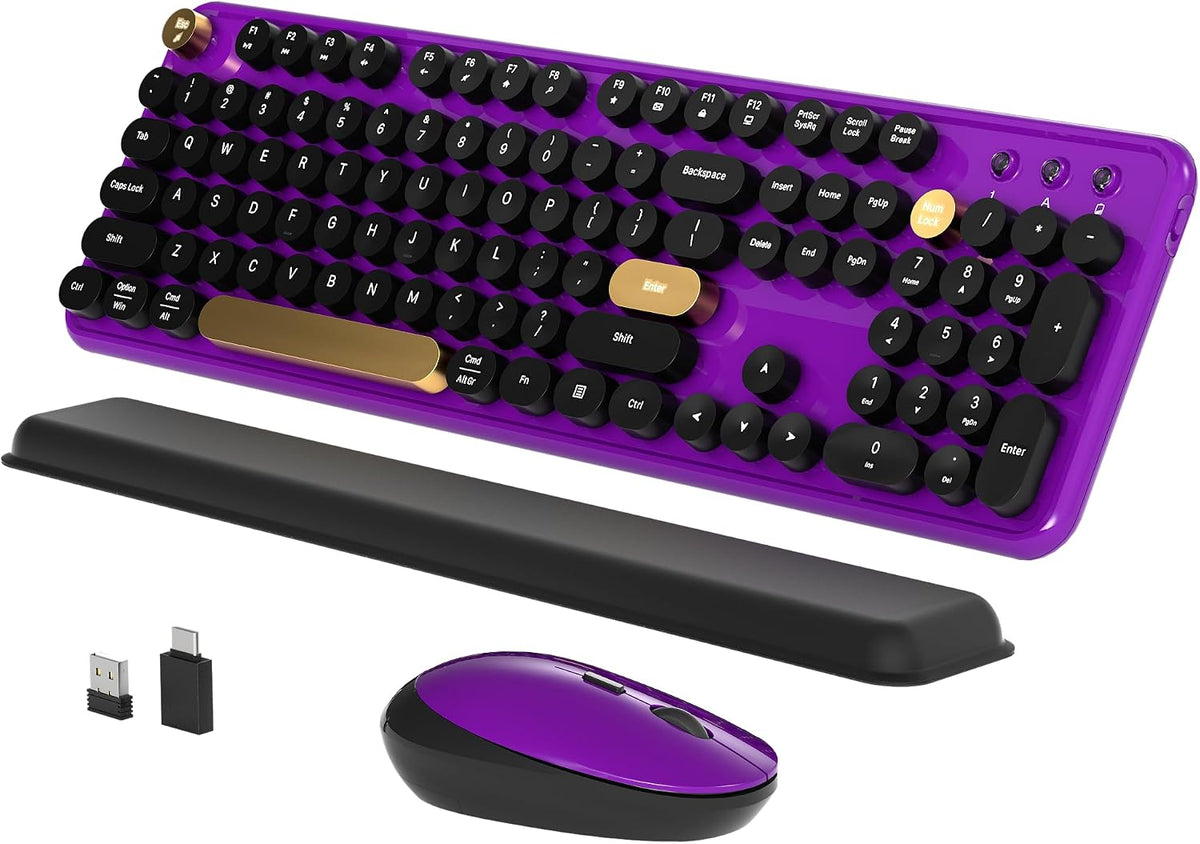 Wireless Computer Keyboard and Mouse Combos, Purple-Black
