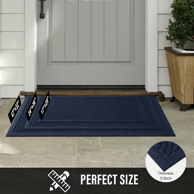 HIYARD Sturdy Front Door Mat, Absorbent Muddy Dirt Resist Welcome Door Mats