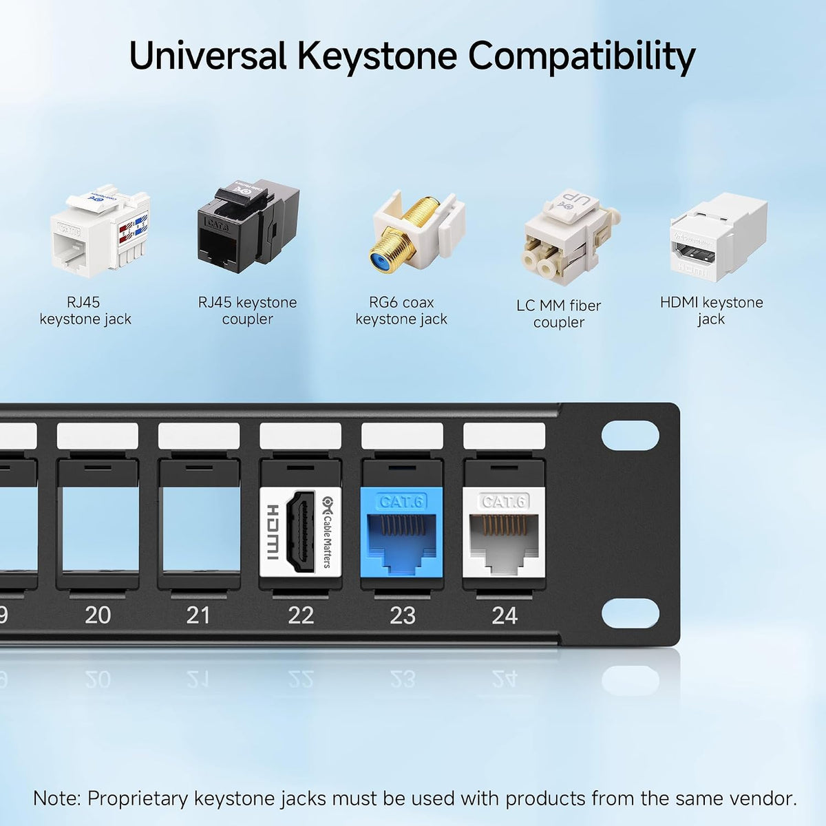 Cable Matters 1U 24 Port Keystone Patch Panel with Cable Management
