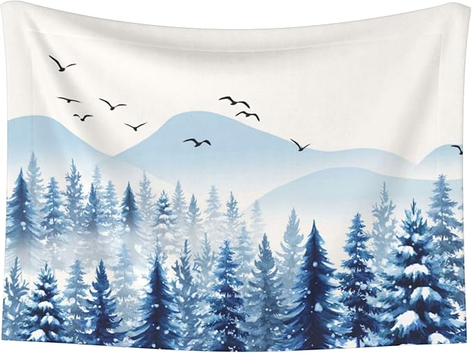 Misty Mountain Throw Blanket - Winter Trees Blanket for Dog Cat Snowy Pet Blankets 23x16 for Couch Sofa Bed