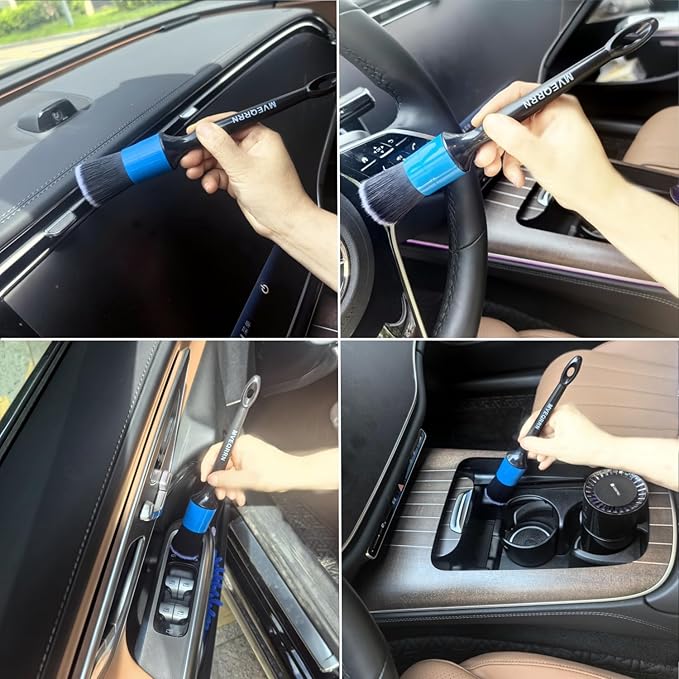 3pcs Car Detailing Brush Set-1pcs Boars Hair Car Detailing Brushes, Leather