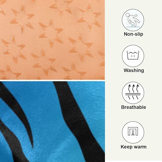 Blue Tiger Print Pet Bed Cute Dog Bed Mat Absorbing Non Slip Pad Pet Sleeping Mat for Small, Medium, and Large Dogs Puppy Cat 24 in x 18 in