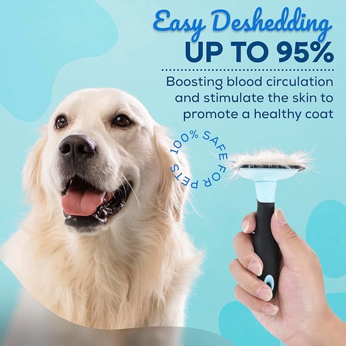 Sinko Deshedding Tool for Dogs & Cats, Pet Grooming Brush, Skin Friendly Deshedding Tool, Dog Brush for Shedding, Effectively Reduces Shedding by up to 95% for Short Medium Long Pet Hair (Blue)