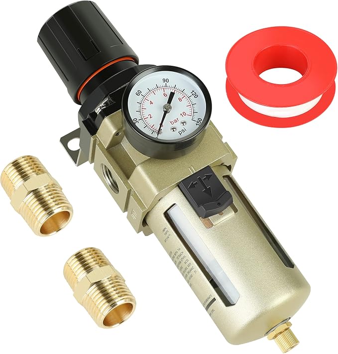 Hromee 1/2 Inch Compressed Filter Regulator Combo, Air Compressor Water Oil
