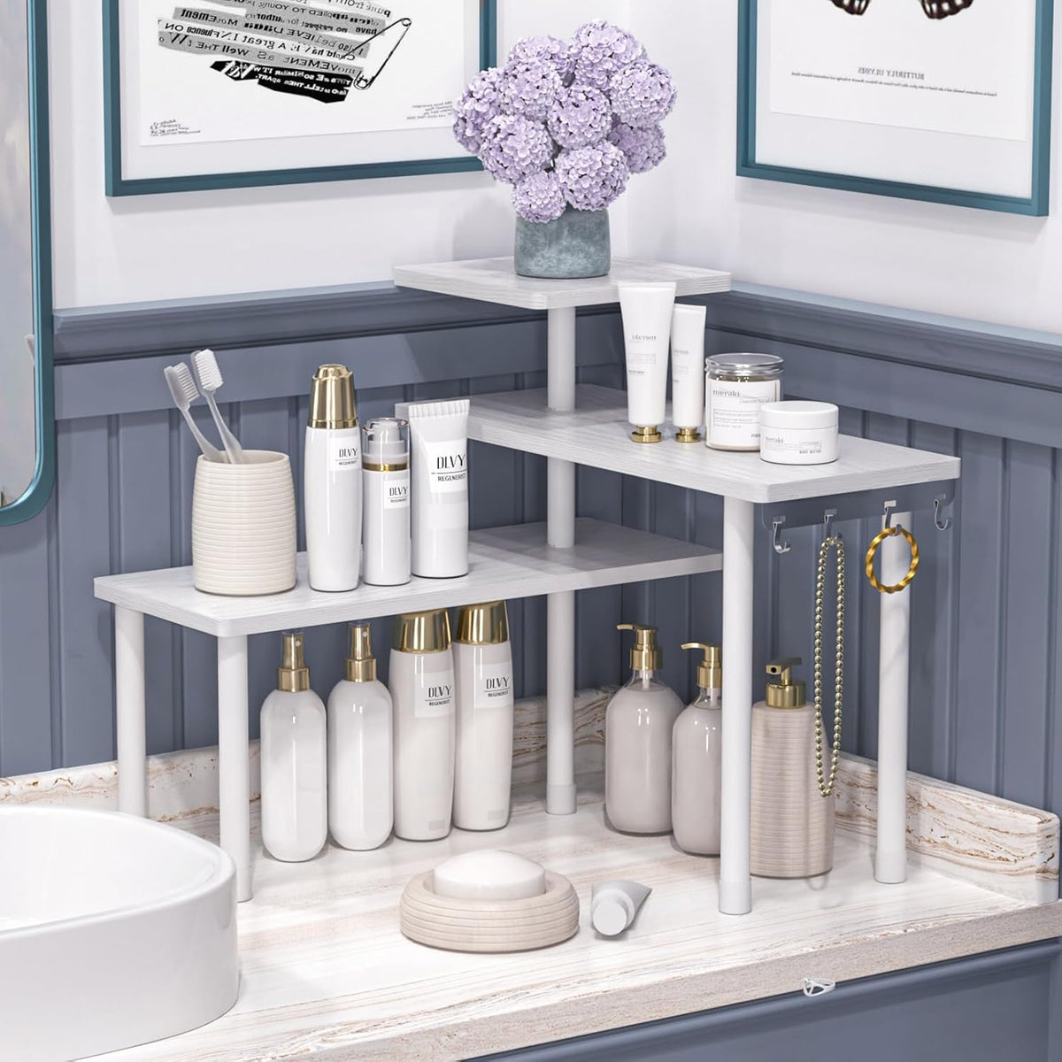 JayRex 3-Tier Bathroom Countertop Corner Shelf Organizer, White