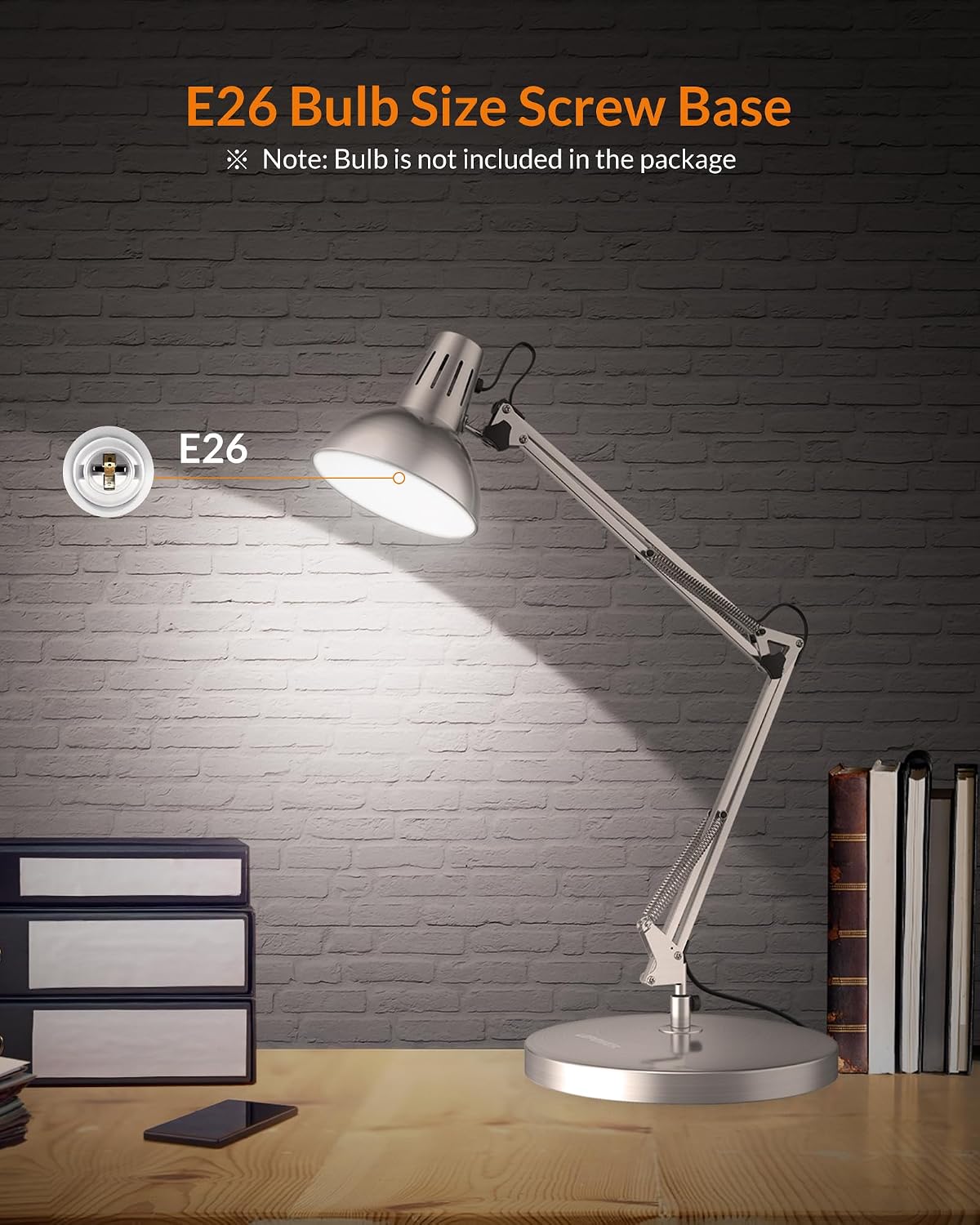 LEPOWER Metal Adjustable Desk Lamp with Clamp, Swing Arm for Home Office
