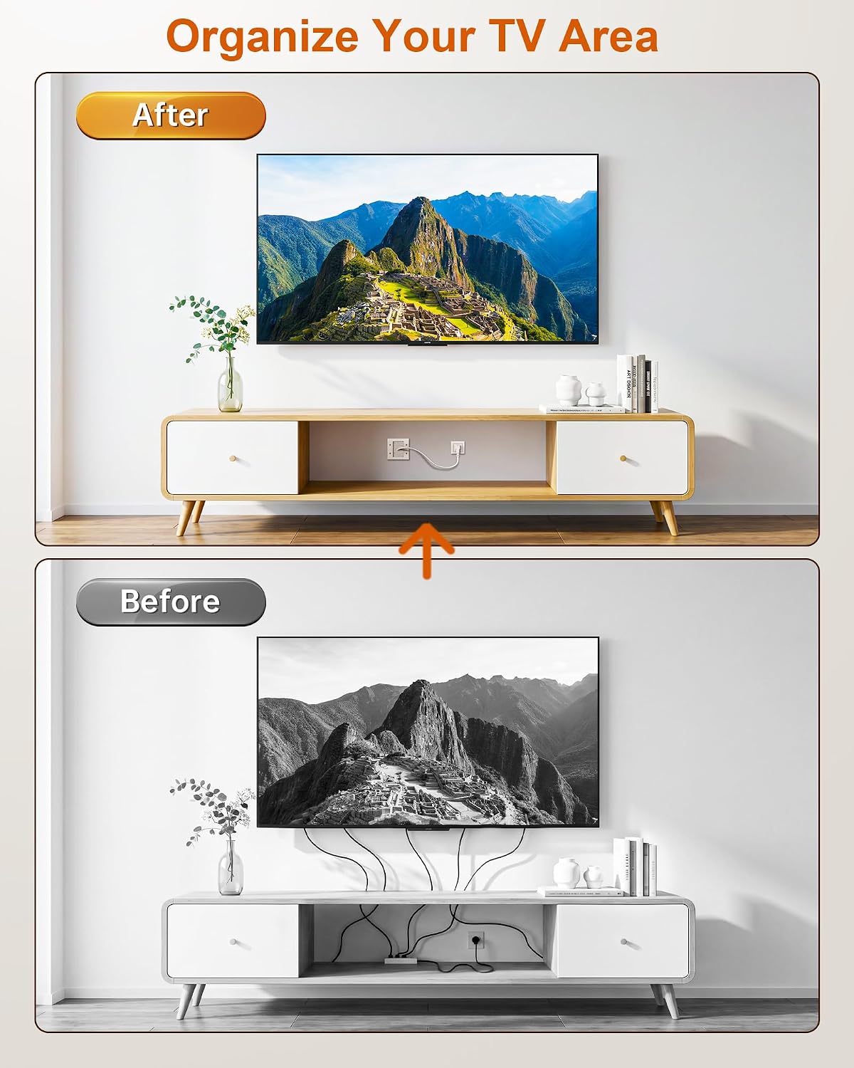 in Wall Cable Management Kit with Power and USB A+C for TV, Monitor
