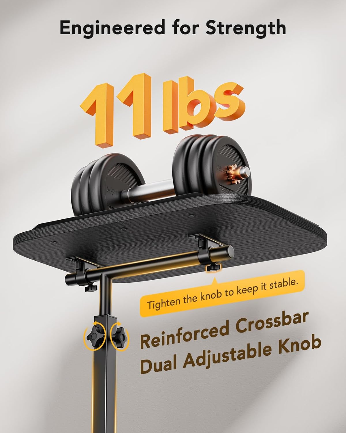HUANUO TV Tray with Height Adjustment, 360° Swivel, 90° Tilt, Black