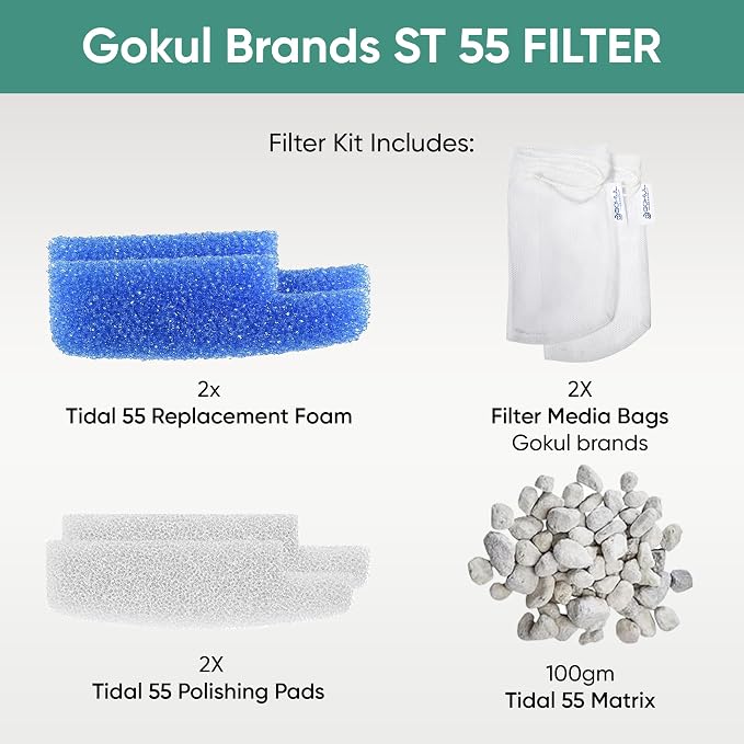 Tidal 55 Filter Maintenance and Replacement Filter Media Kit, Including Gokul
