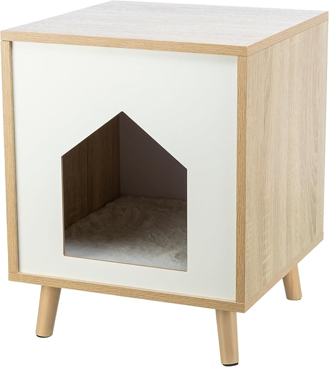Trixie Isa Indoor Cat Condo, Modern Cat Bed Side Table & Nightstand, Cat Hideaway Cave with Cozy Cushion