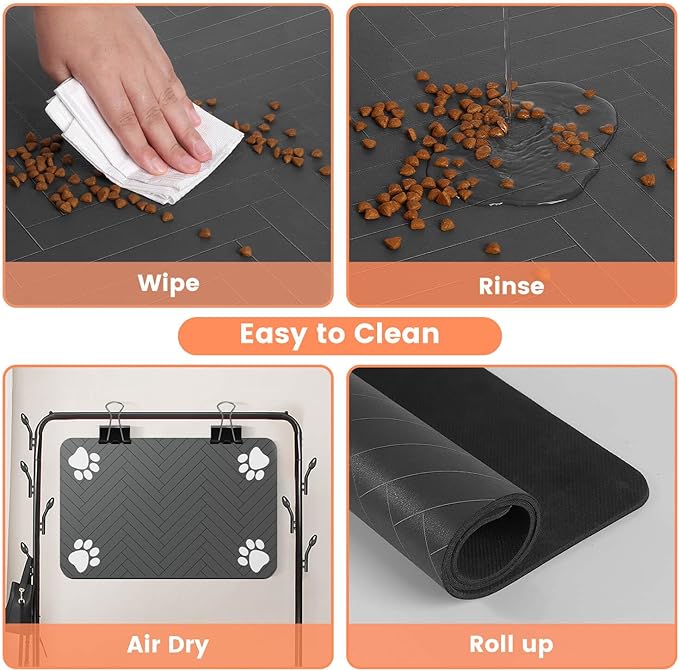 Pet Feeding Mat-Absorbent Pet Placemat for Food and Water Bowl, with Waterproof Rubber Backing, Quick Dry Water Dispenser Mat for Dog and Cat (27"x17", Christmas)