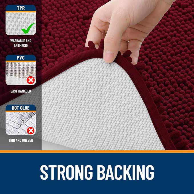 OLANLY Large Bathroom Rugs 44x32, Extra Soft Absorbent Chenille Bath Rugs