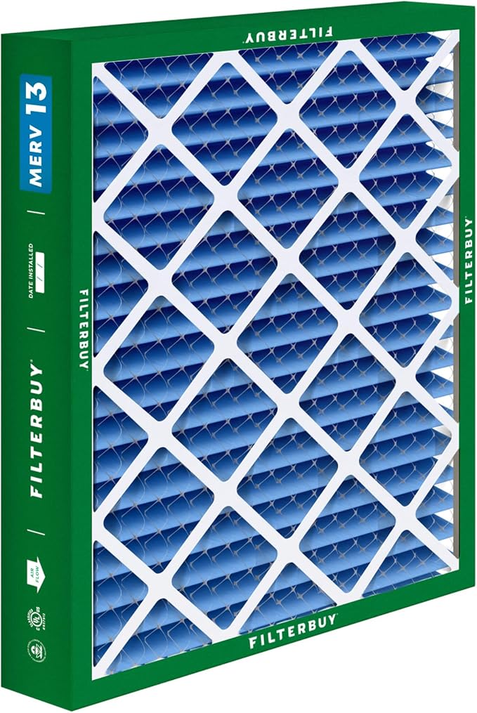 Filterbuy 20x20x5 Air Filter MERV 13 Optimal Smoke & Allergy Defense, Pleated