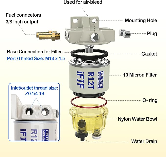 iFJF R12T Fuel Water Separator Marine Assembly