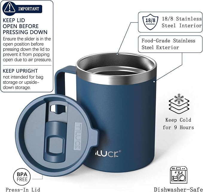 TILUCK 12 oz Insulated Coffee Mug
