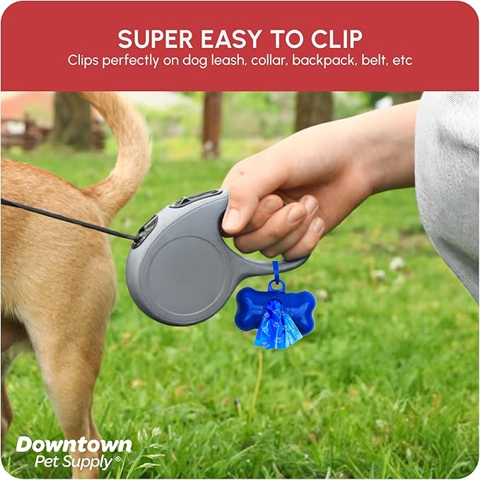 Downtown Pet Supply Poop Bags for Dogs with Dispenser, 1000 Count - Leak-Proof Dog Waste Bags and Bone-Shaped Dog Poop Bags Holder for Leash - Rainbow with Paw Prints, 12.5" x 8.5"