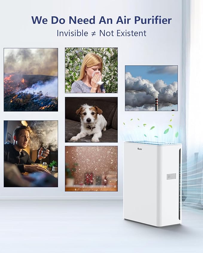 VEWIOR Air Purifiers For Home Large Room Up To 2200 sqft H13 HEPA Air Purifiers Filter With Fragrance Sponge Timer Washable Filter Cover,15 DB Quiet Air Cleaner For Pets Dander Smell Smoke Pollen