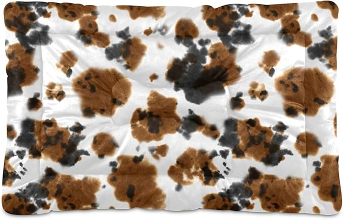 Cow Print Tie Dye Pet Bed Cute Dog Bed Mat Absorbing Non Slip Pad Pet Sleeping Mat for Small, Medium, and Large Dogs Puppy Cat 24 in x 18 in