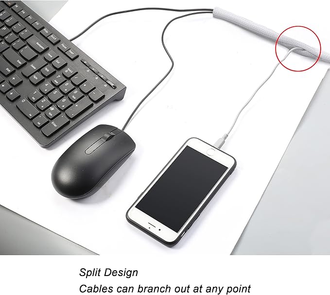 CrocSee 10ft - 1.25 inch Braided Cable Management Sleeve Cord Protector - Self-Wrapping Split Wire Loom for TV/Computer/Home Theater/Engine Bay - White