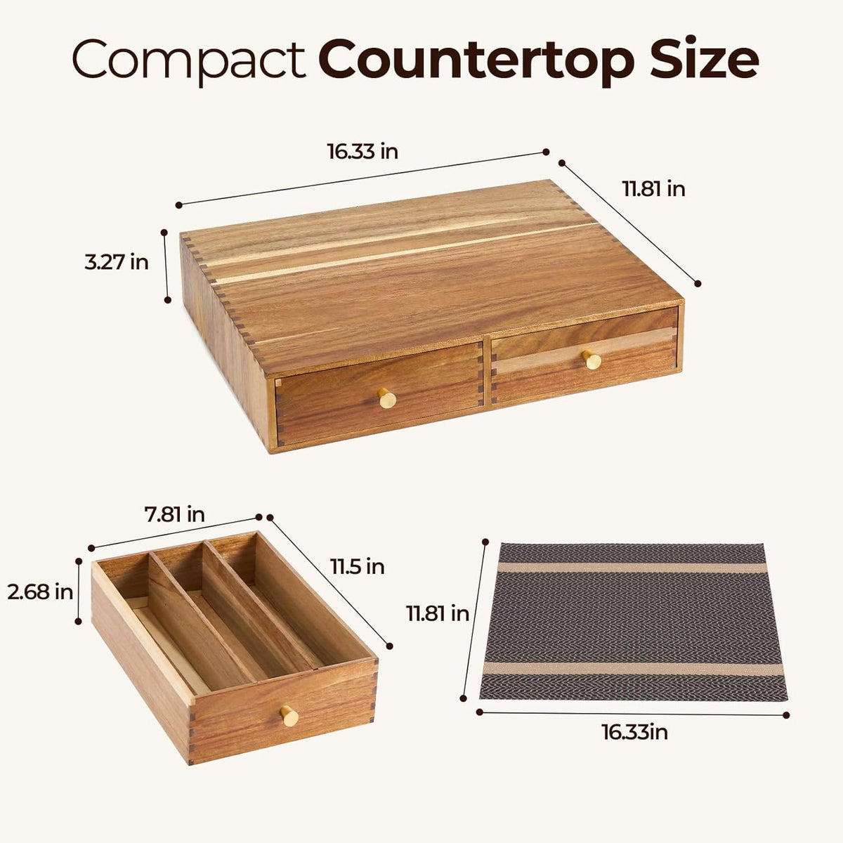 K Cup Organizer Drawer, Acacia Wood Coffee Pod and Tea Bag Storage Box
